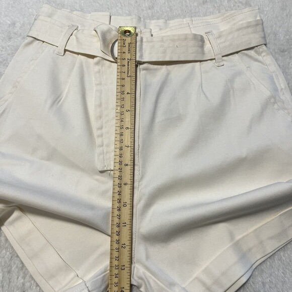 Blu Pepper Womens Paperbag Ivory Shorts Cotton Spandex Shorts Size Medium - Picture 10 of 12